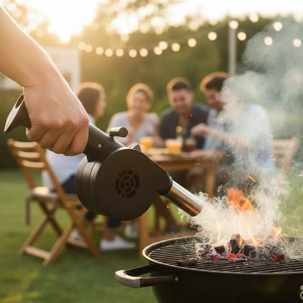 Soplador Avivador De Fuego Manual Asado