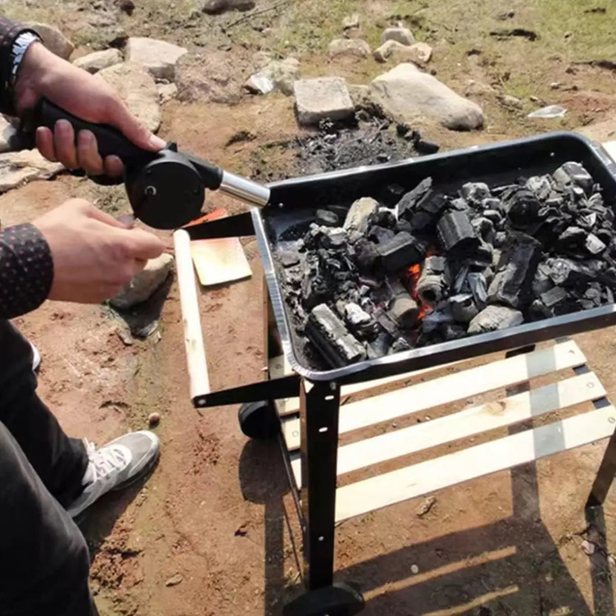 Soplador Avivador De Fuego Manual Asado