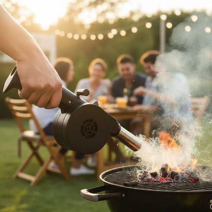 Soplador Avivador De Fuego Manual Asado