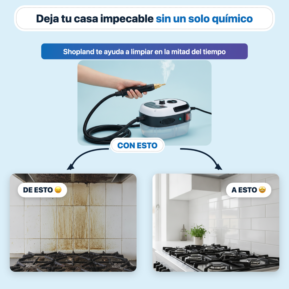 Limpiadora Portatil a Vapor de Alta Presion 2500W