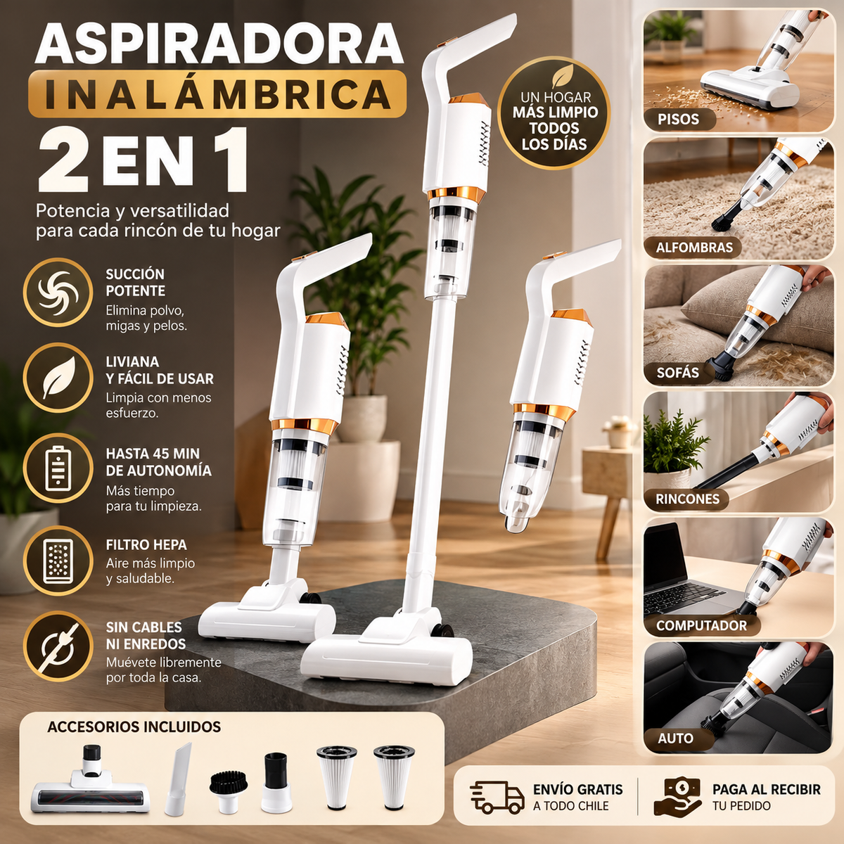 ASPIRADORA INALAMBRICA 2 EN 1